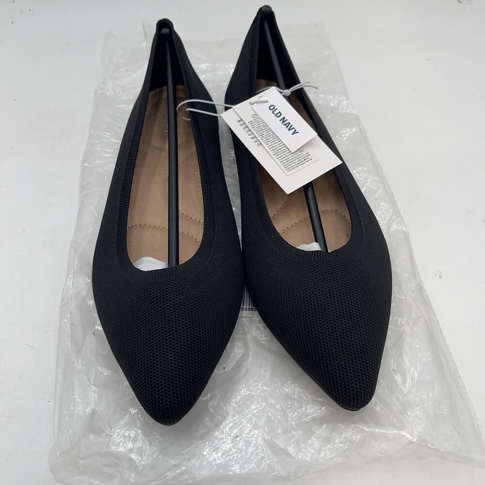 Old Navy Shoes Womens Black Knit Pointed Toe Flats Slip On Comfort Size 10